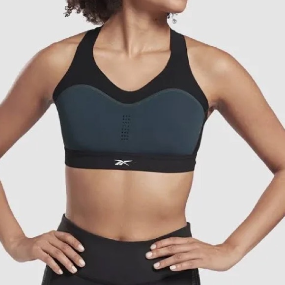 Reebok Les Mills PureMove Sports Bra‎ size S/M in Black/Ivy Green - Picture 1 of 8